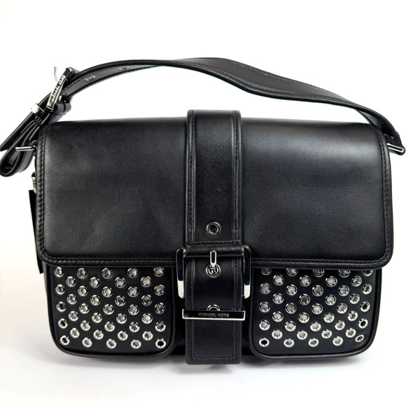 Michael Kors Colby Medium Grommeted Leather Messenger Bag Unisex NWT - Picture 3 of 8